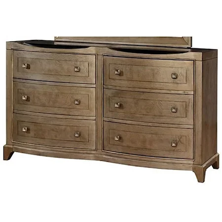 Transitional 6-Drawer Dresser with Black Granite Top